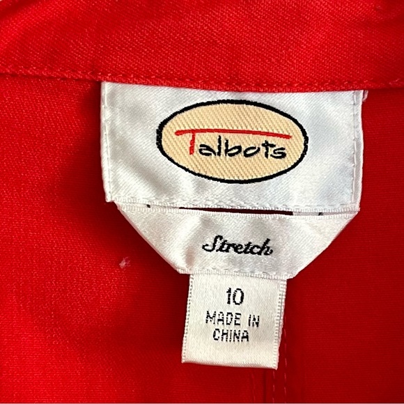 Talbot’s Stretch Women’s Red Blazer Jacket Button Front Cotton Size 10 Classic - Picture 8 of 12